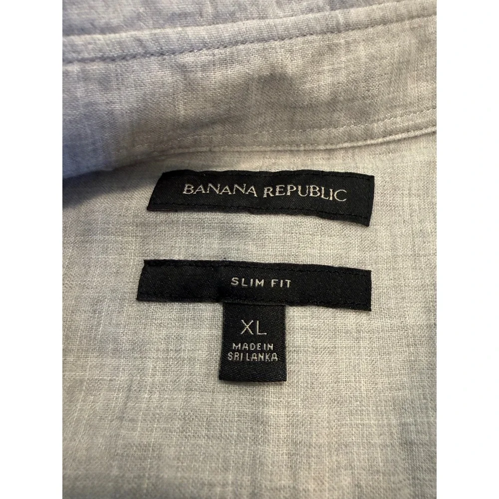Banana Republic Mens Slim Fit Button Down Shirt XL Grey Cotton Long Sleeve
